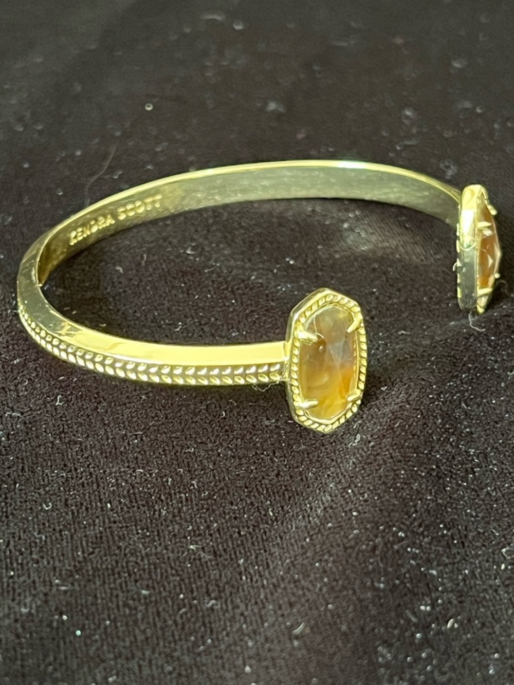 1693 Kendra Scott Elton Cuff Bracelet MOP and Amber colored Stones